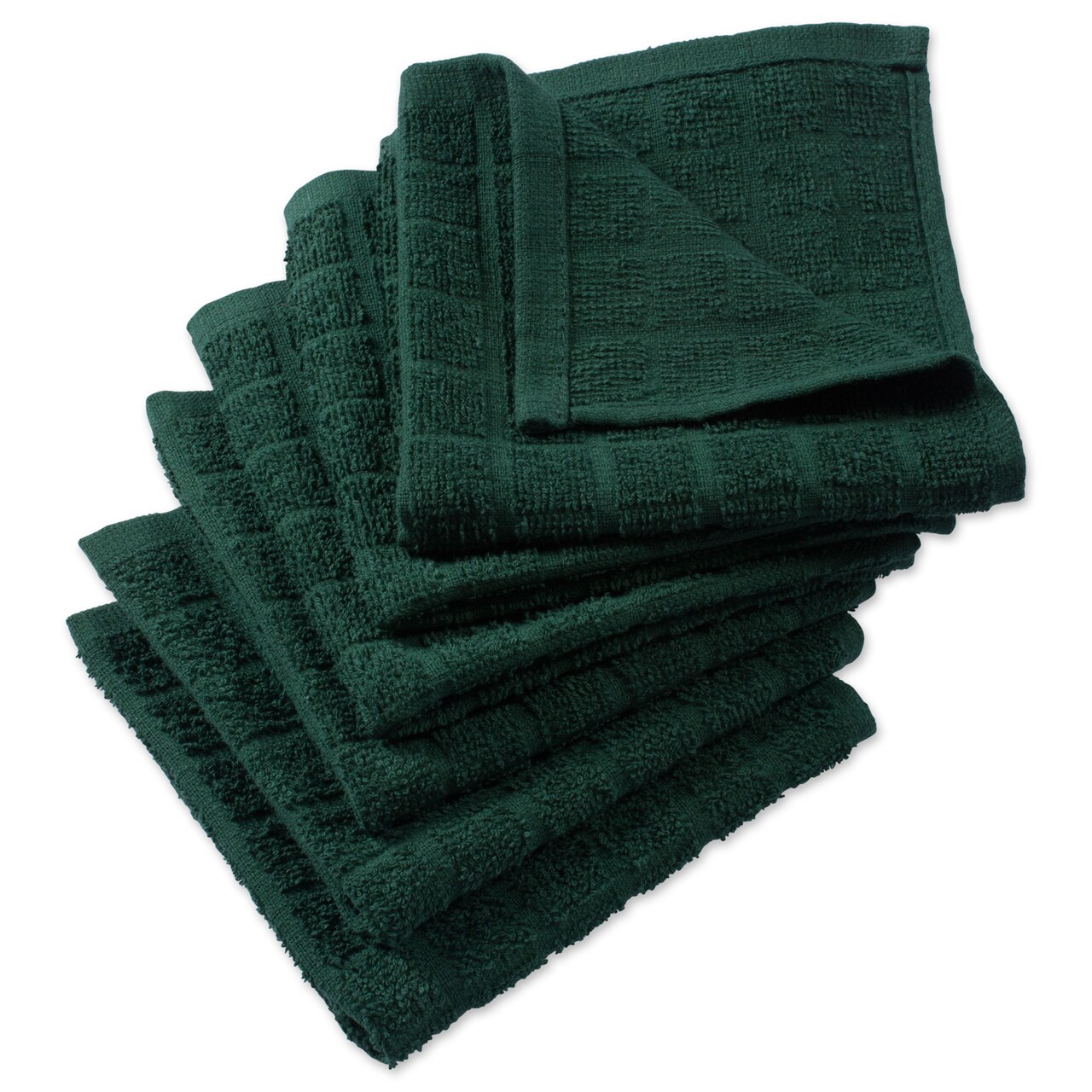 CC Home Furnishings Solid Windowpane Terry Cotton Dishcloths - 12" - Green - Set of 6